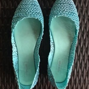 Victoria Adames Blue Glitter Jelly Flats Size 10